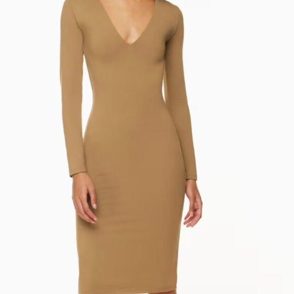 BNWT Babaton Contour V-Neck Longsleeve Dress - Monarch Teal - Picture 3 of 3